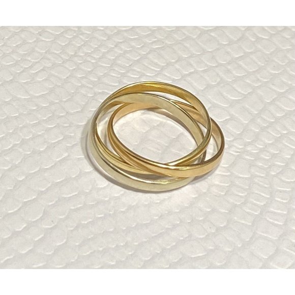Solid 14k Tri Yellow White Rose Gold Interlocking Infinity Band Ring Size 7 - Picture 5 of 7